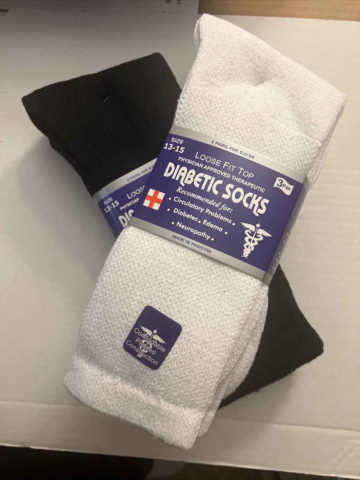 3 pr Diabetic Mid Calf Loose Fit Top Circulatory Socks MEN'S SHOE SIZE 9 - 14