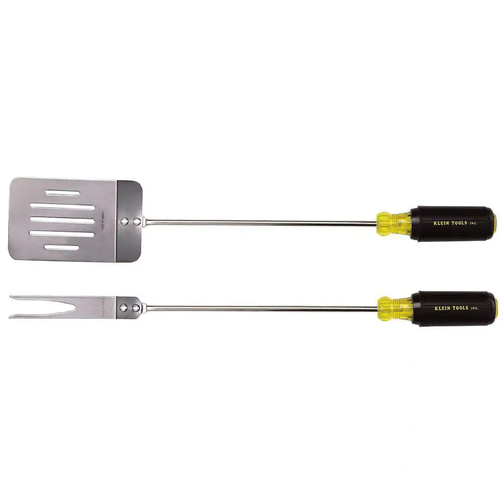 Klein Tools 2-Piece Stainless Steel Grill Tool Set Non-slip Cushion Grip Handle