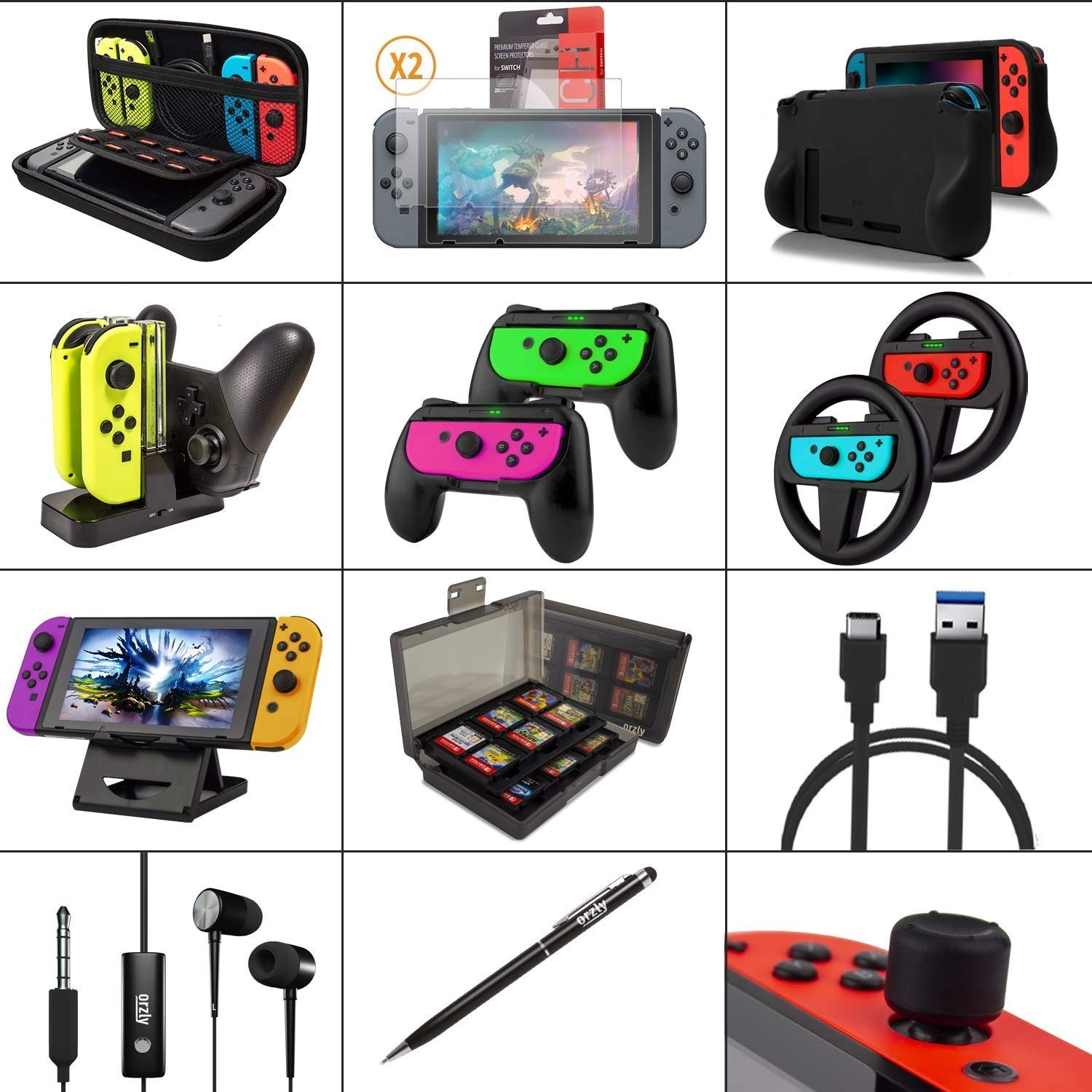 Switch Accessories Bundle Kit with for Switch & OLED with Consoles Wheels Etc