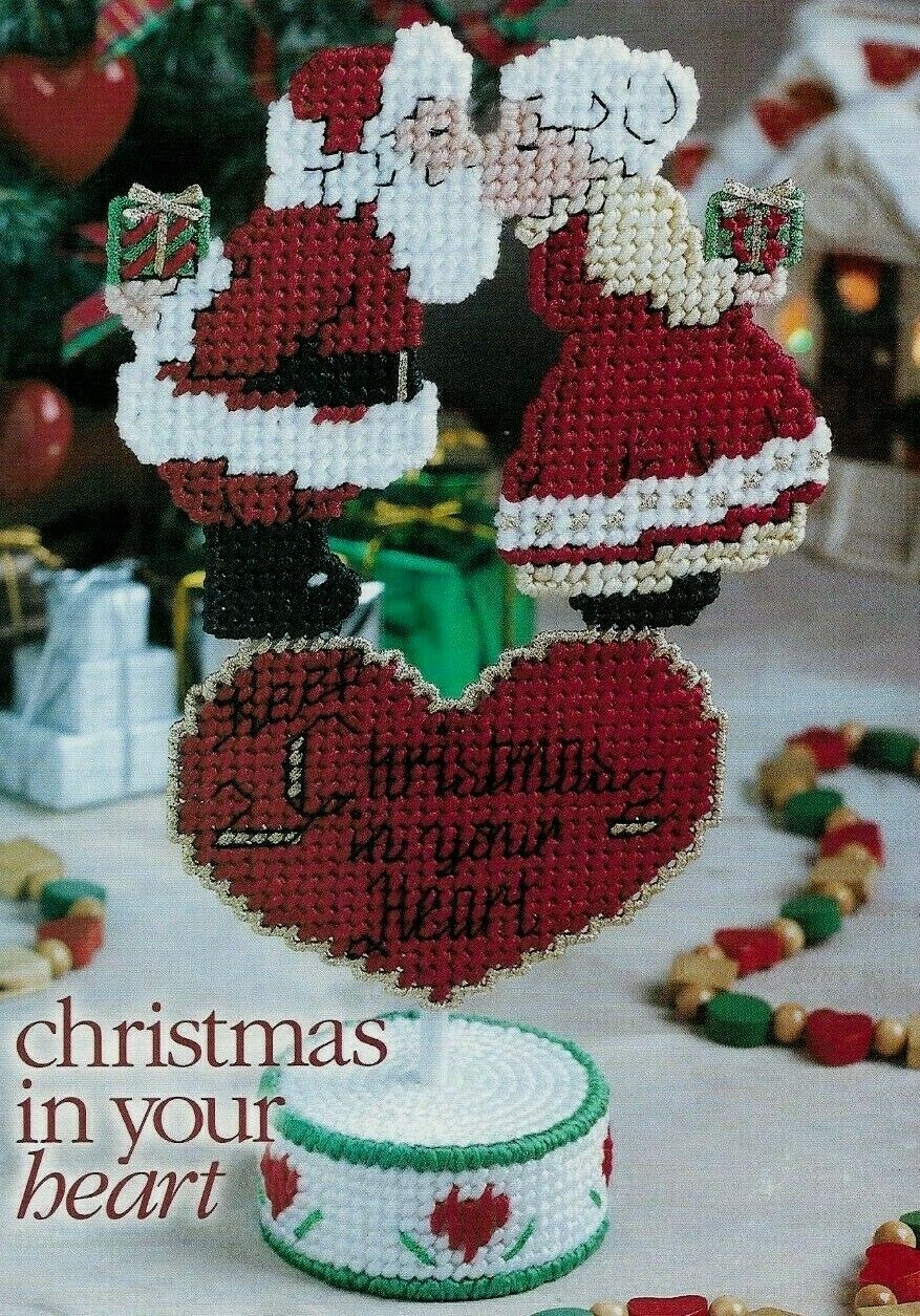 CHRISTMAS IN YOUR HEART SANTA & MRS CLAUS PLASTIC CANVAS PATTERN INSTRUCTIONS