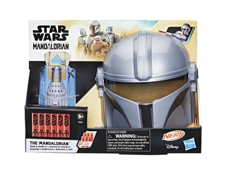 NERF Star Wars The Mandalorian Mask & Gauntlet Blaster 6 Darts Toy Brand New