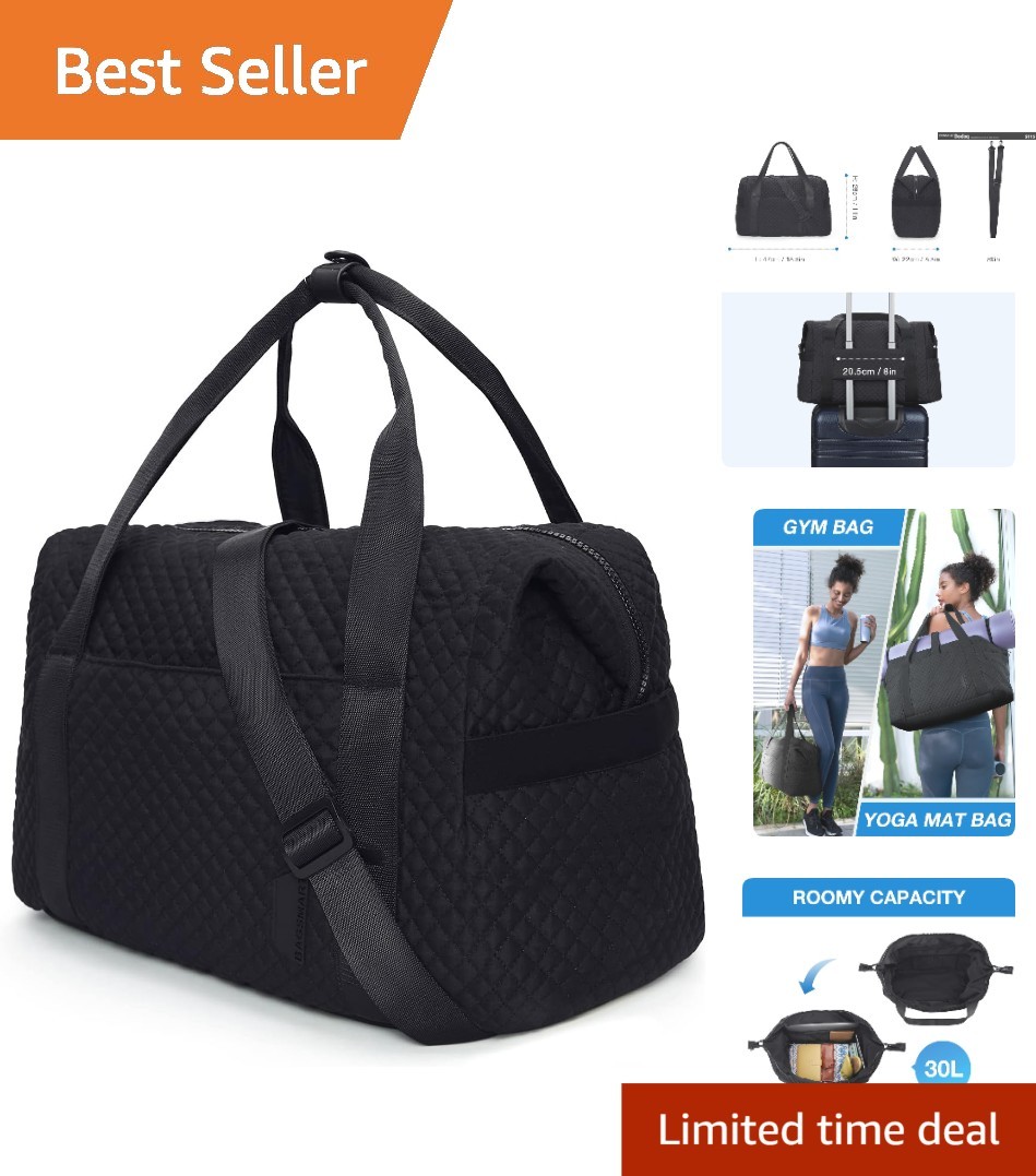 Elegant Large Gym Bag with Yoga Mat Buckle - Perfect Weekender & Travel Tote