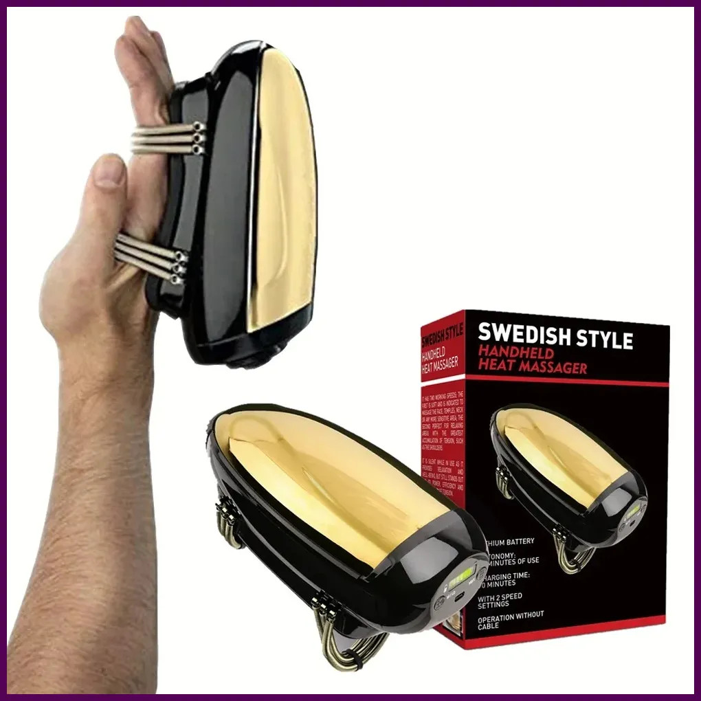 Men's Barberology Massager Professional Cordless Metal Handheld Heat Massager