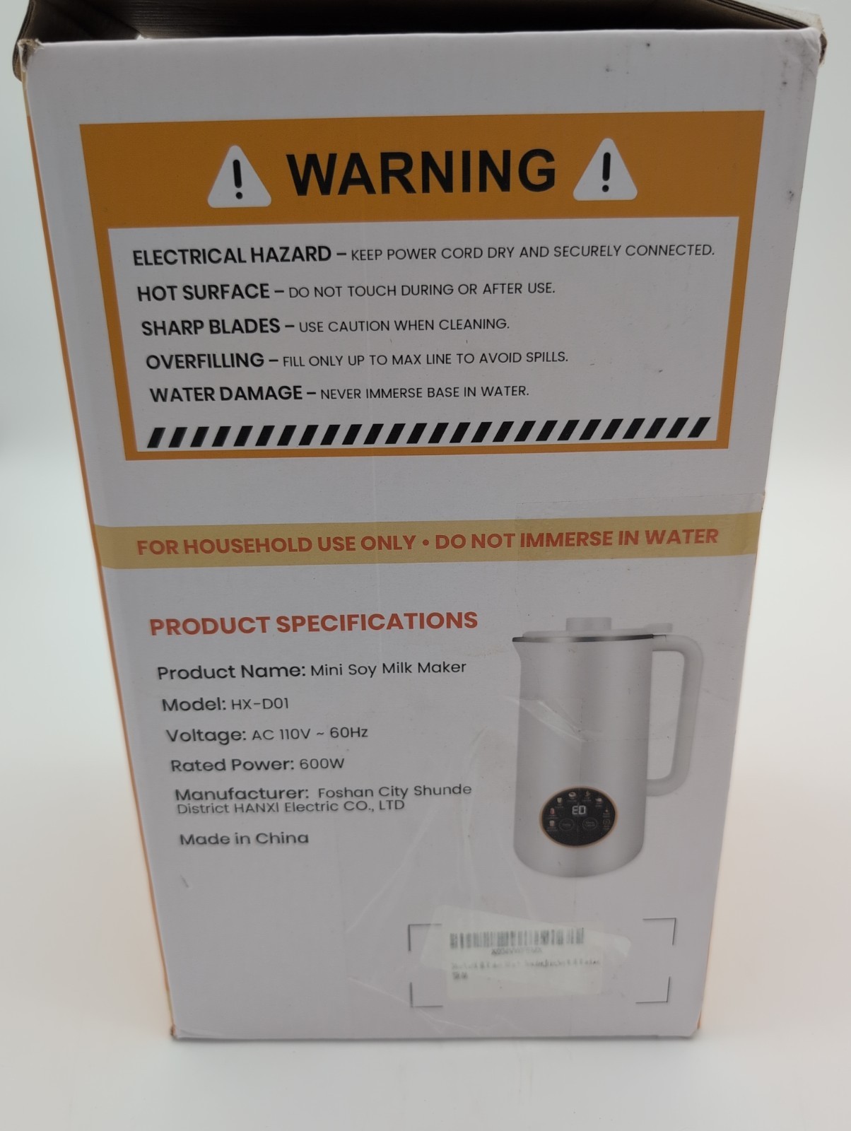 HANXI HX-D01 Multi-Functional Nut Milk Maker 600W Mini Soy Soup Maker White