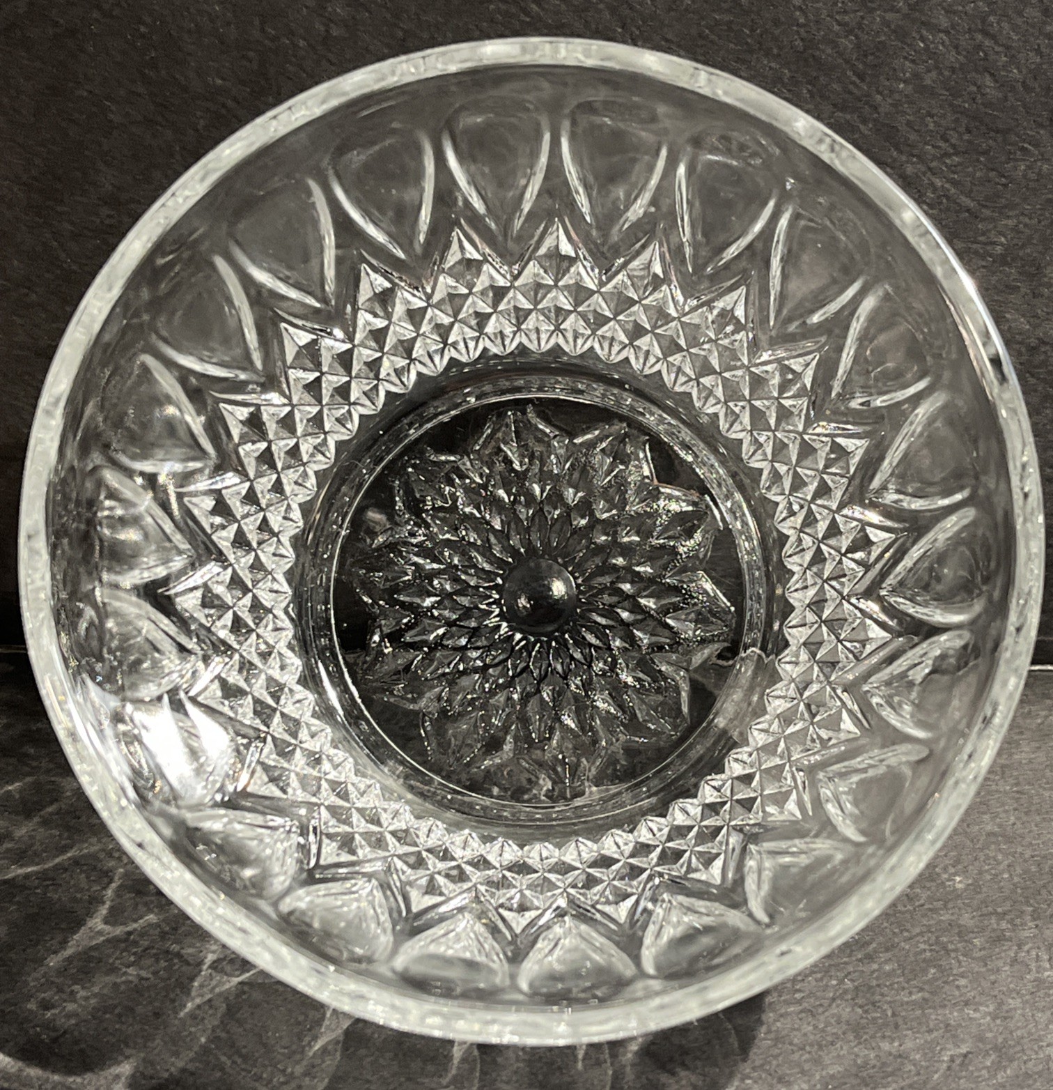 Glass Berry Candy Nut Dish Bowl Starburst Design, 4.25” Diameter, 2.5” Tall