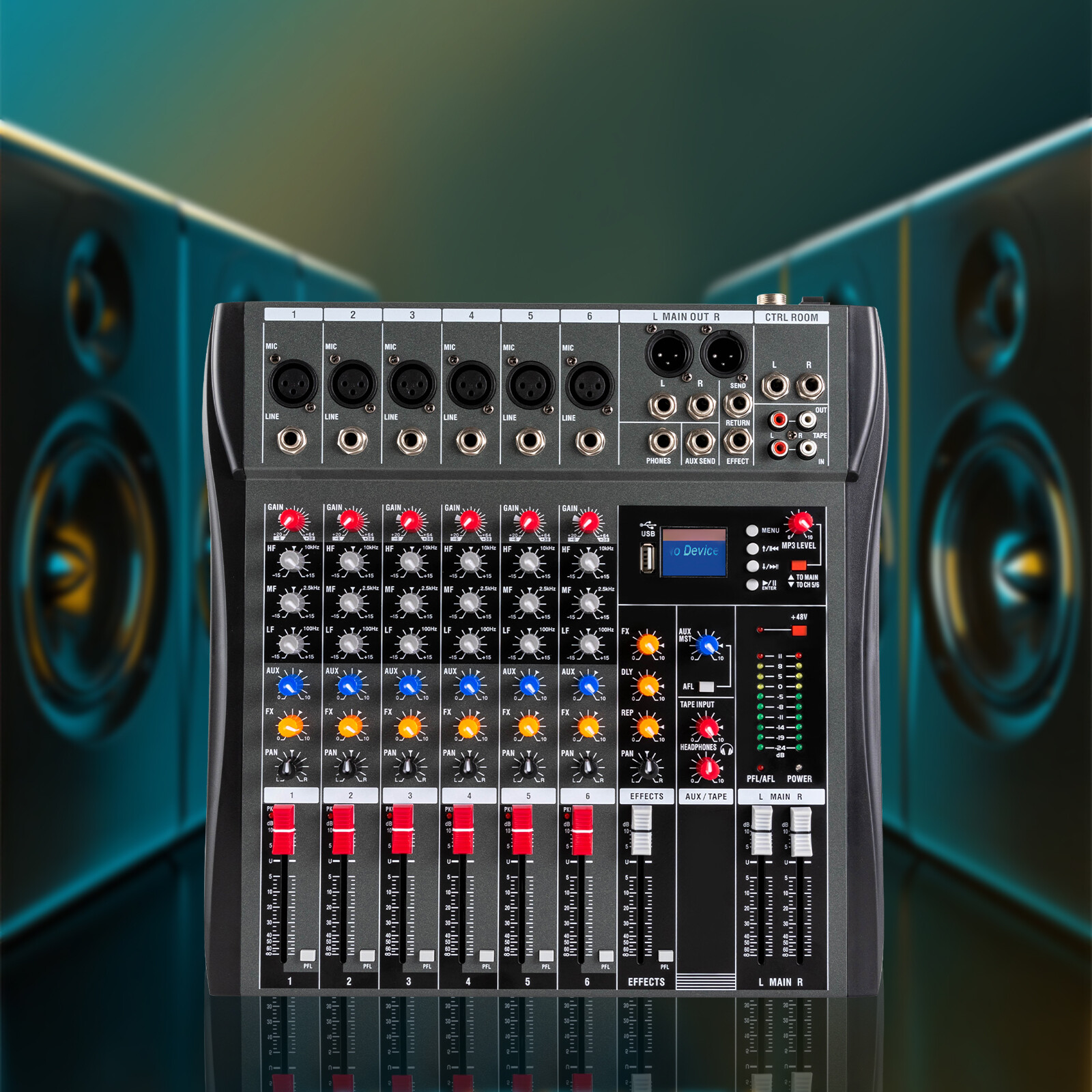 Professional Digital 6Channel Bluetooth Live Studio Audio Mixer Power Mixing USB