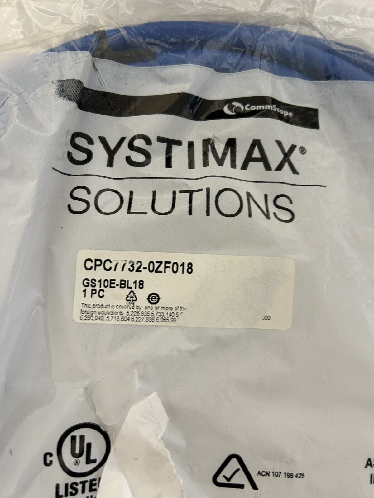 CPC 732-0ZF018 Blue GS10E-BL18 Systems Solutions Comm Scope New