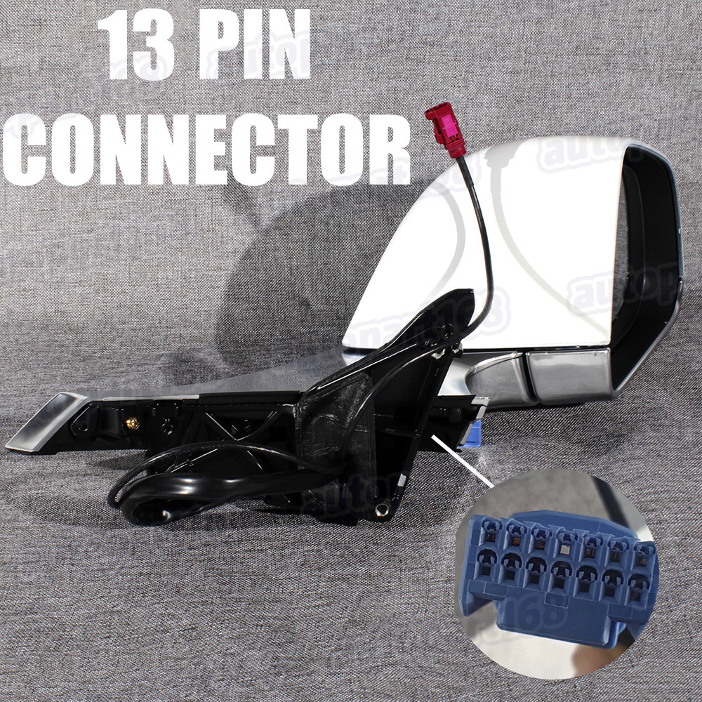 For Tesla 2017-2023 Model 3 13-Pins Heated White&Chrome Mirror Right Side