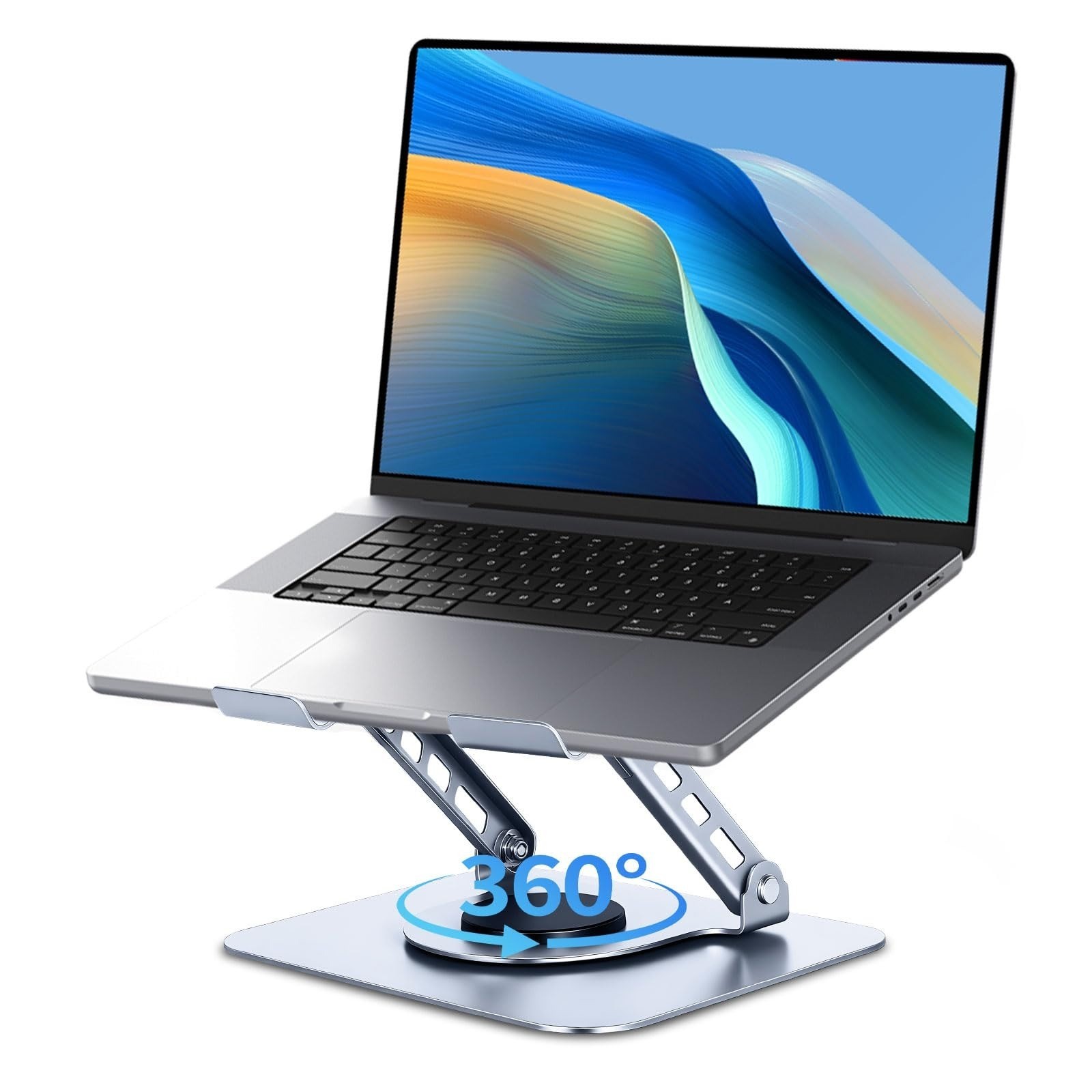 Leeboom Adjustable Laptop Stand, Foldable Aluminum Riser, Silver