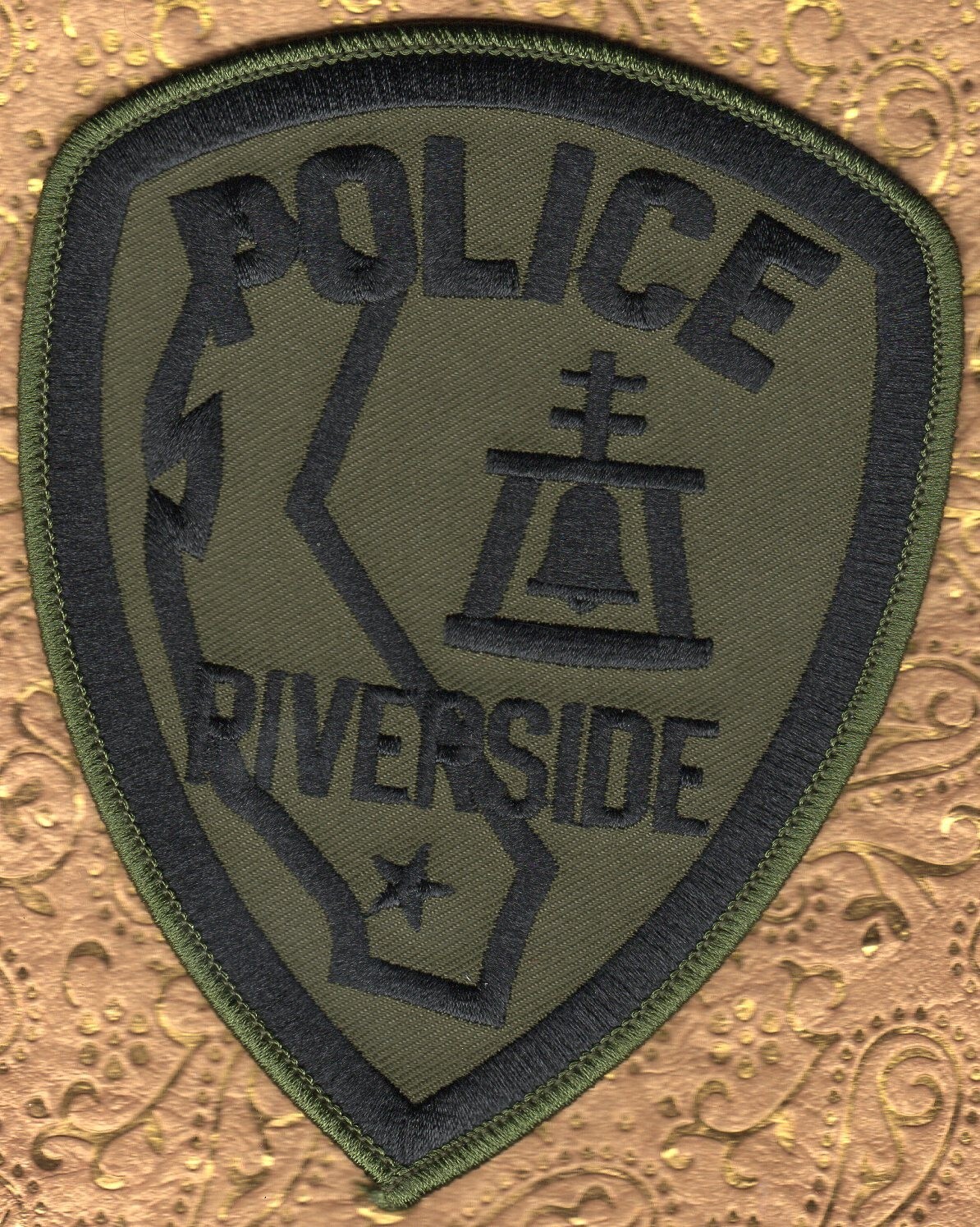 Riverside California Police Shoulder Patch - Hunter Green Subdued Version