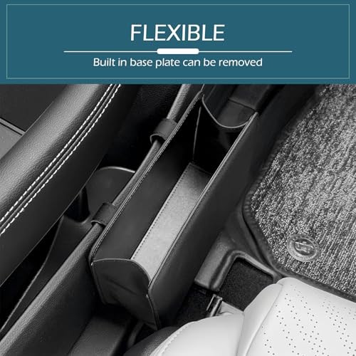 Car Trash Can, Leather Vehicle Trash Bin with 1 Roll Trash Bag, Mini Foldable
