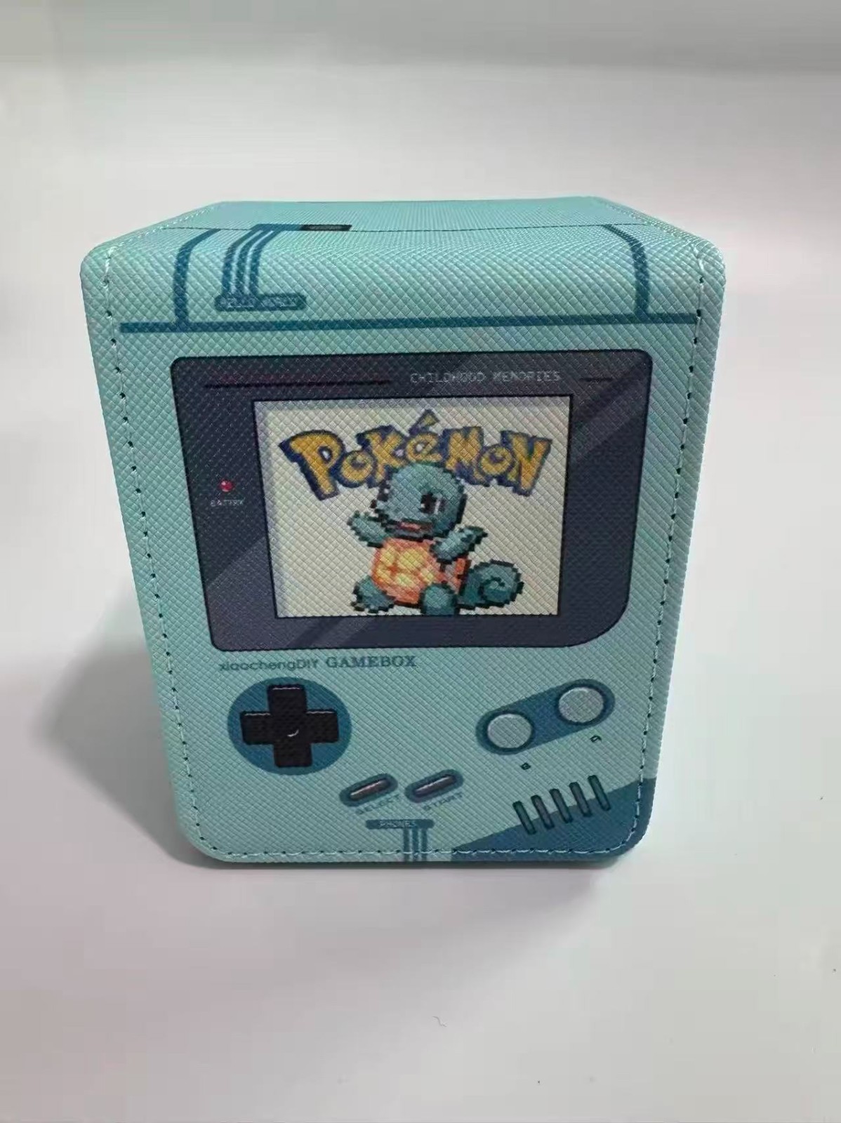 DIY Card Box, PTCG Card Storage Box, GB Retro Game Console-Style Pixel Art Squir
