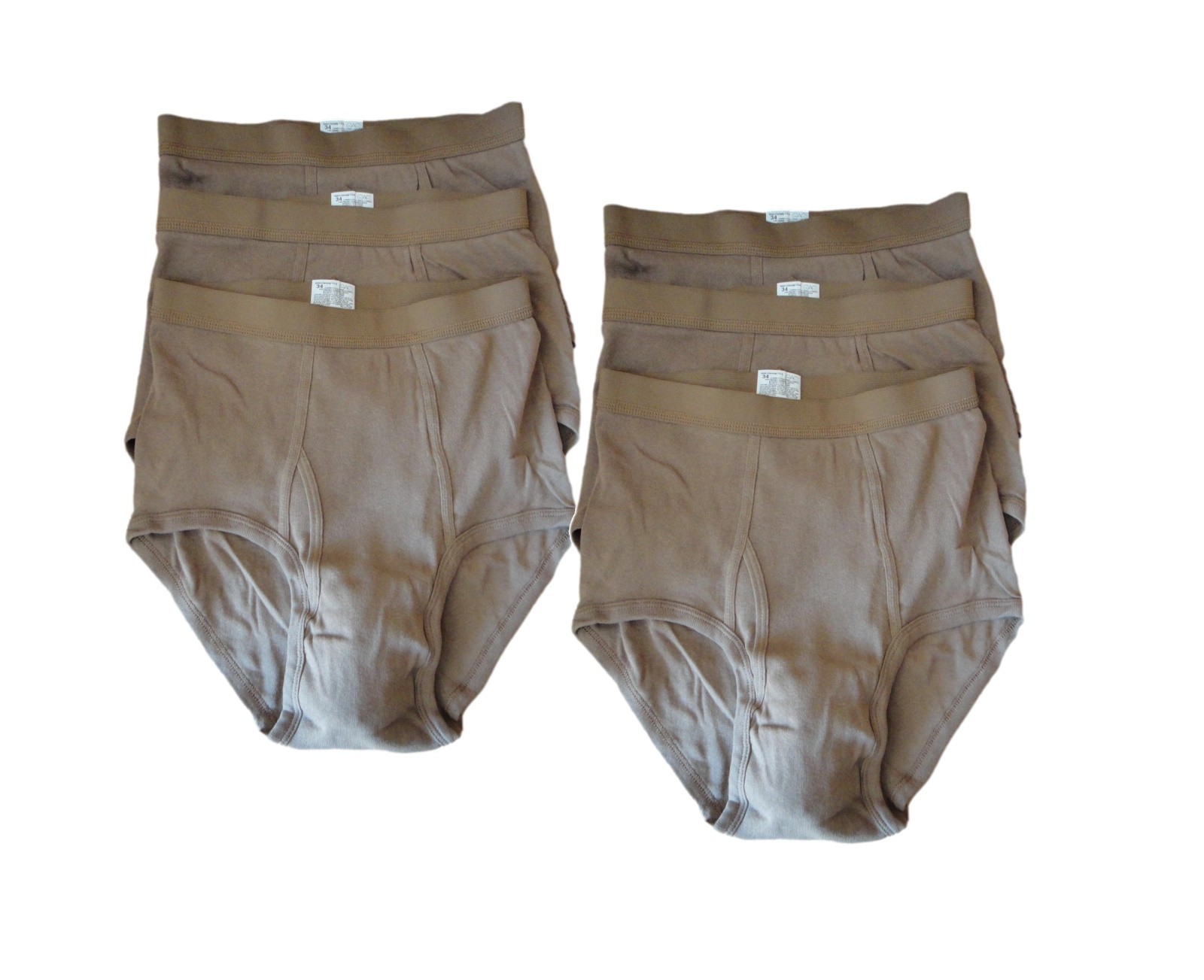 6 Pair US Military Men's BVD 100% Cotton Briefs**NEW**Size 34, 2 3-Packs