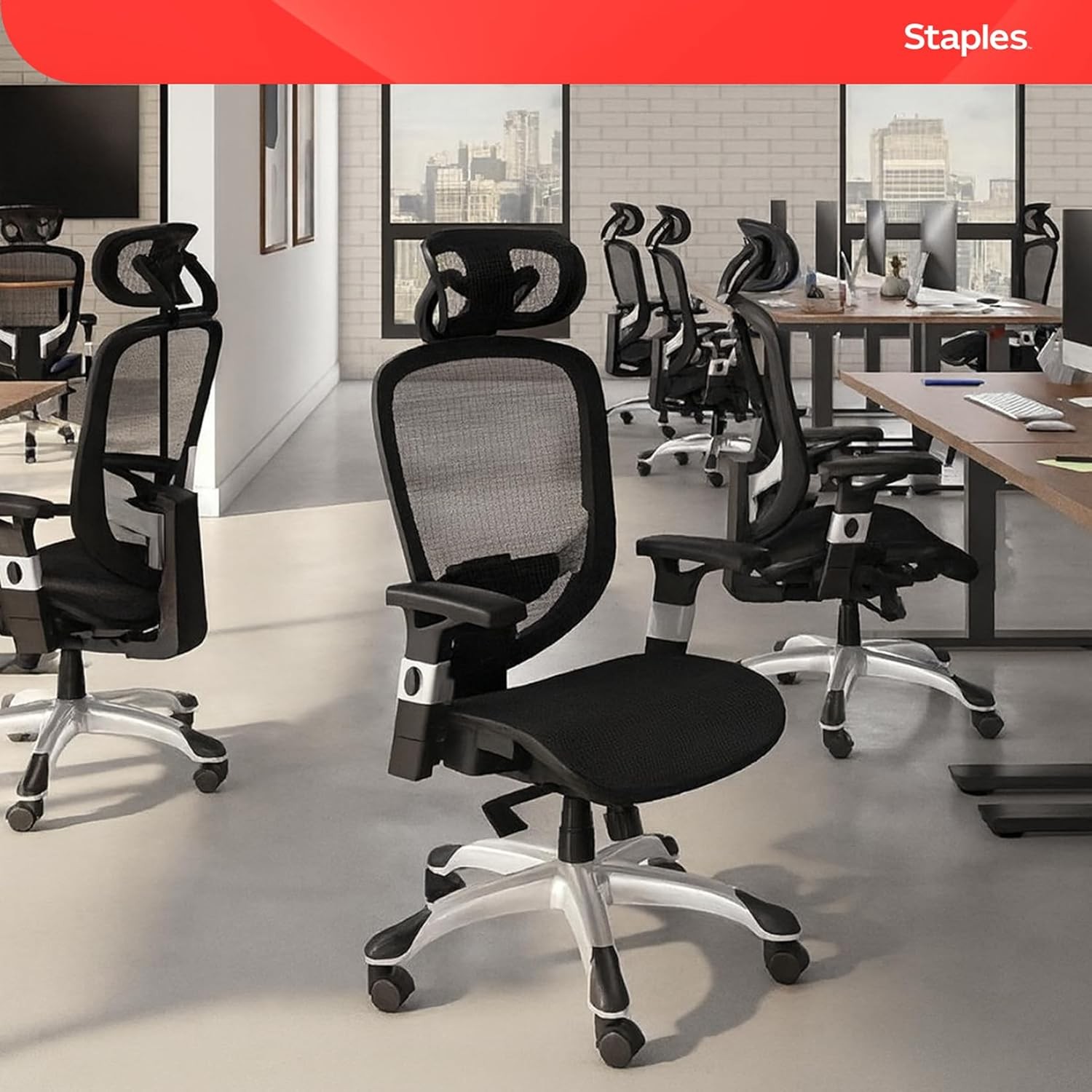 Hyken Ergonomic Task Chair, Mesh, Ergonomic, Lumbar Support, Swivel, Black