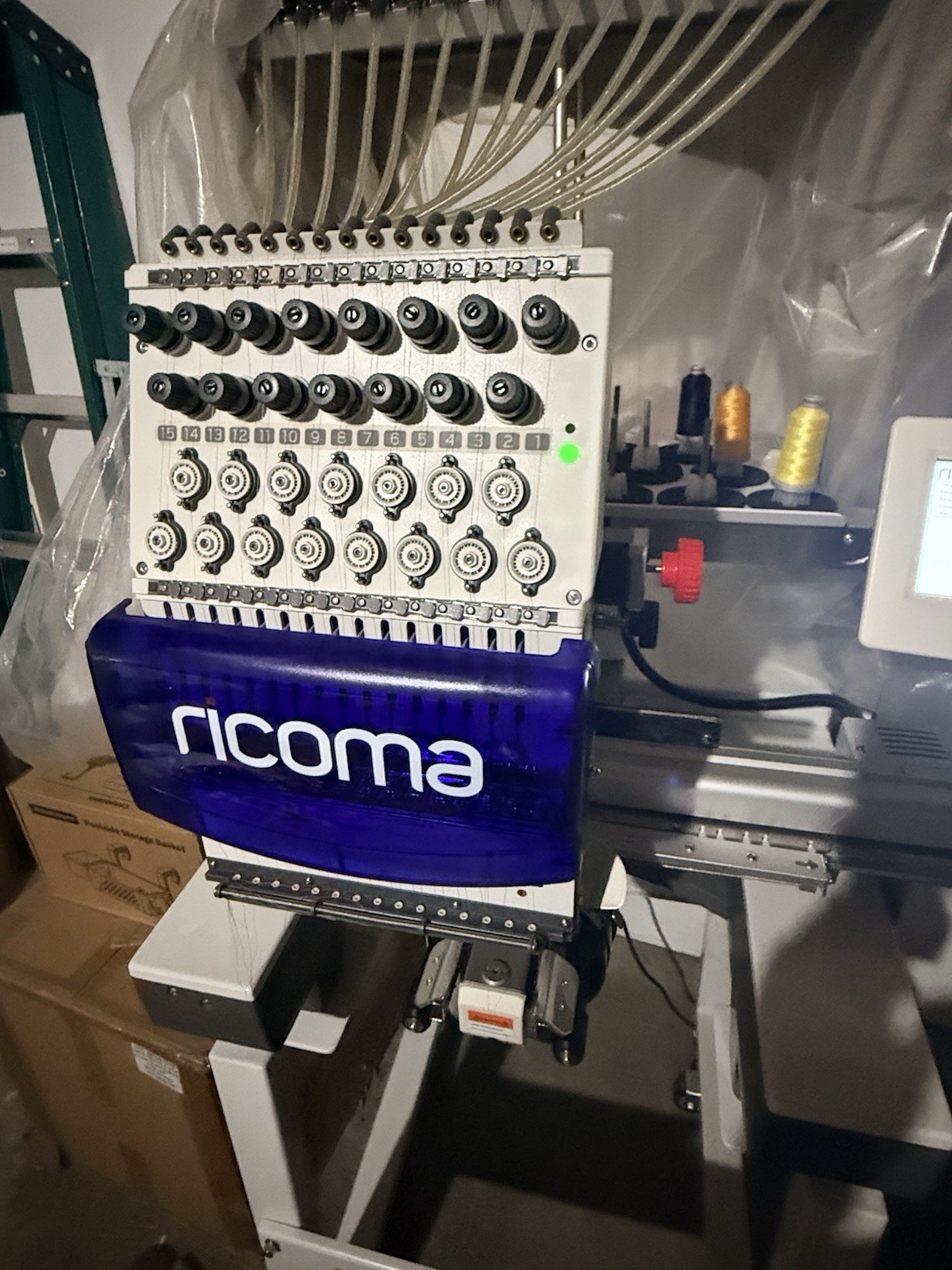 Ricoma Single Head 15-Needle Embroidery Machine Touchscreen Control