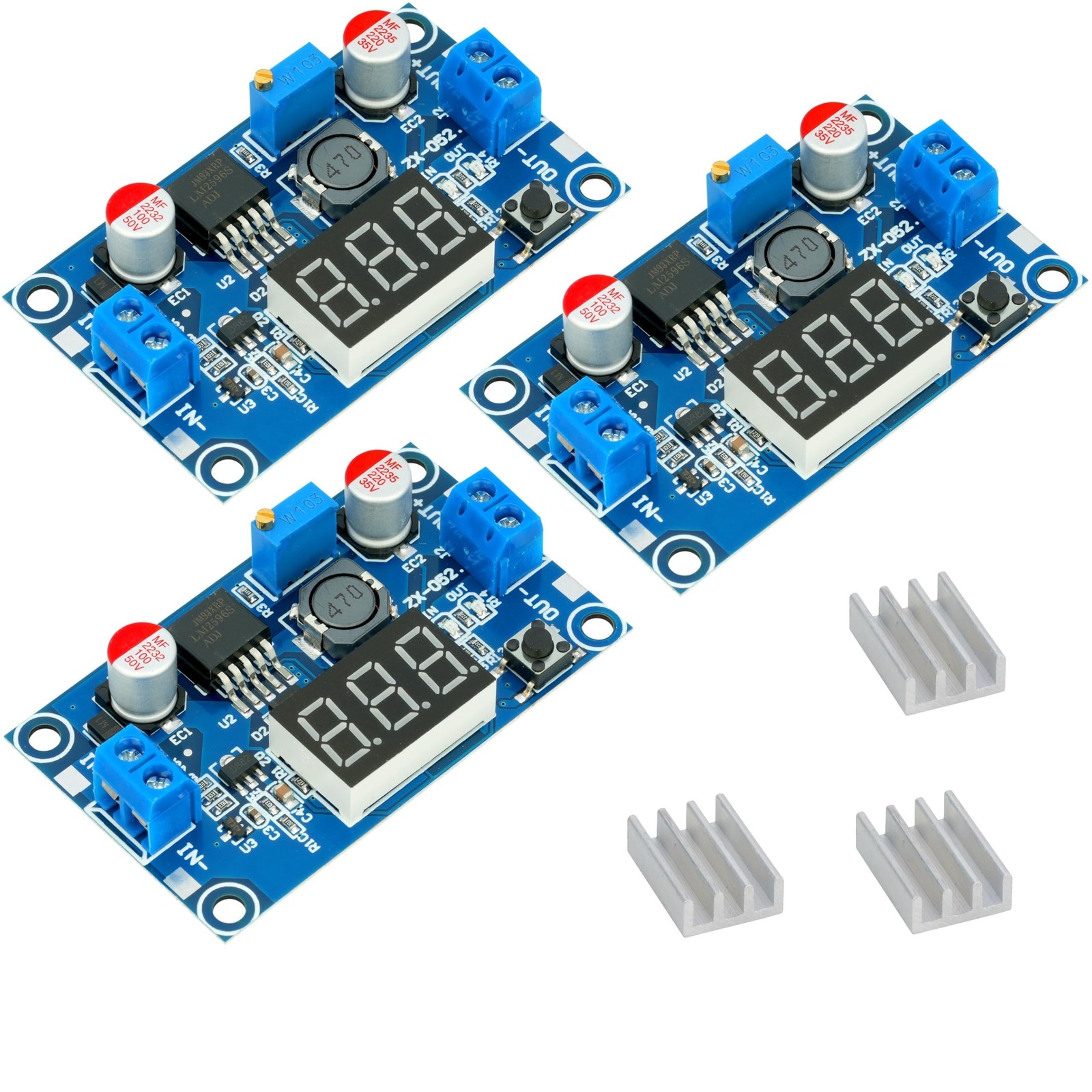 3 Pcs LM2596 DC to DC Buck Converter LED Indicator Display 4-40V to 1.25-35V ...