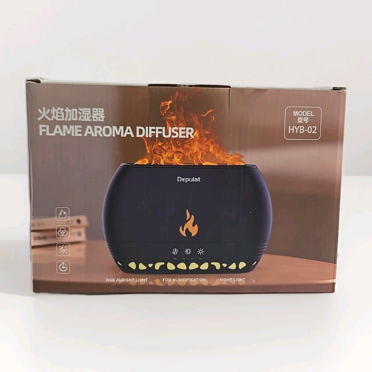 Essential Oil Diffuser 350ml – 3D Flame Effect Humidifier – Quiet LED USB