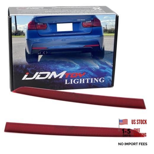 OE-Spec Red Lens Rear Bumper Reflector Replacements Compatible with BMW