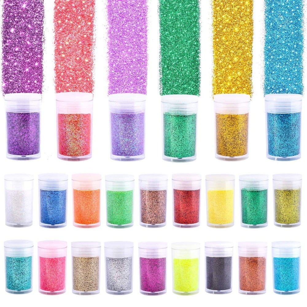24 Color Fine Glitter Powder for Resin Art Crafts Makeup Body Face Nail Hair