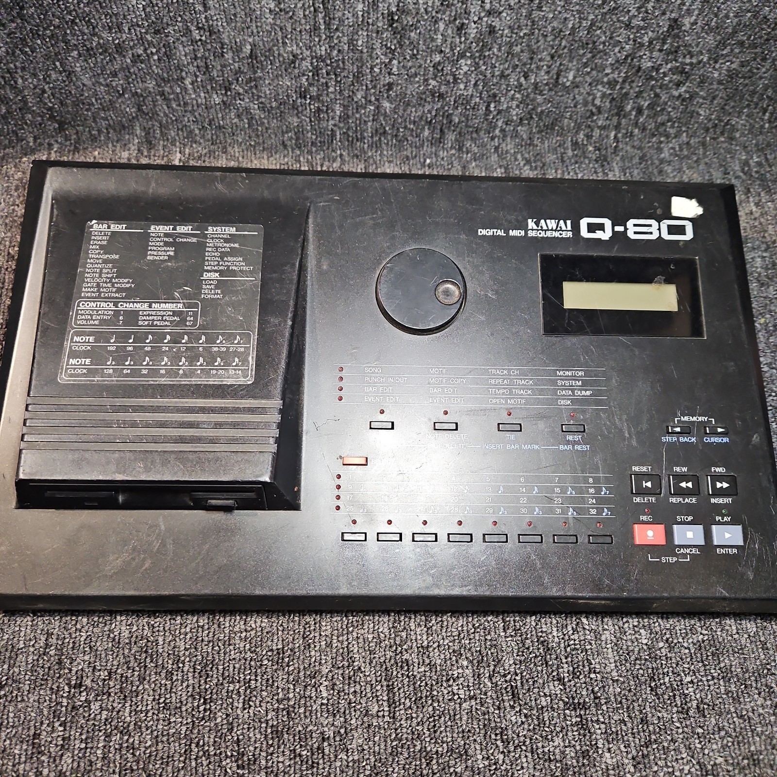 KAWAI Q-80 Digital Midi Sequencer & Floppy Disc Untested / Parts - Repair