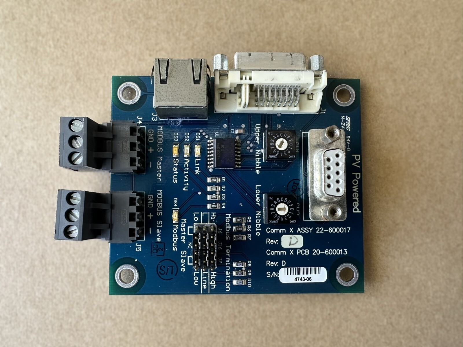 Photovoltaic PV Powered Comm x Assy 22-600017, Comm PCB 20-600013 Rev. D Module