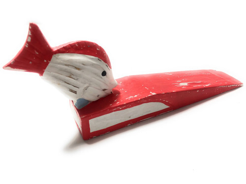 Door Stopper w/ Fish 4" - Red Nautical Decor Accents | #ort1701410r