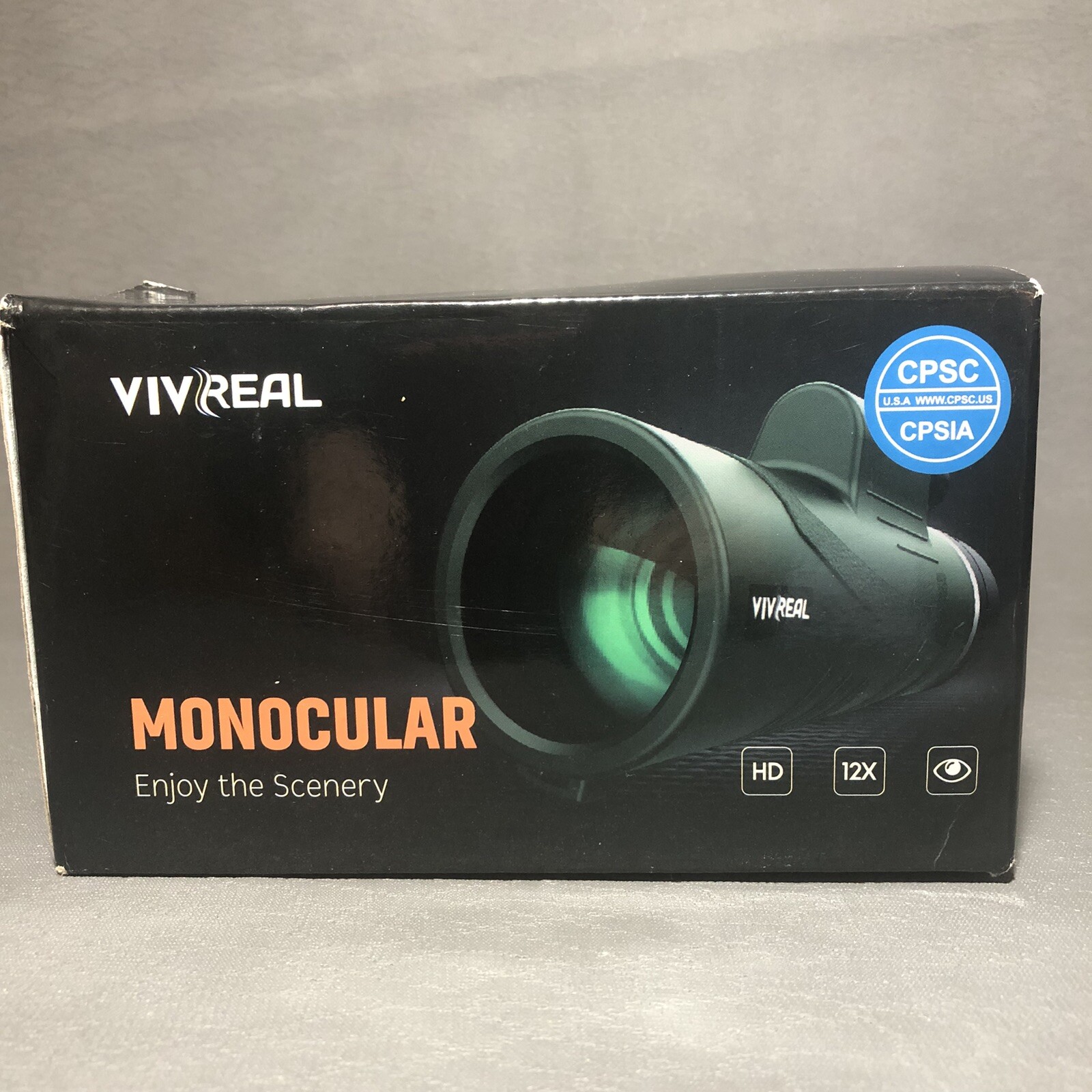 VivReal Monocular Telescope Green 12X Magnification w Tripod - New Open Box