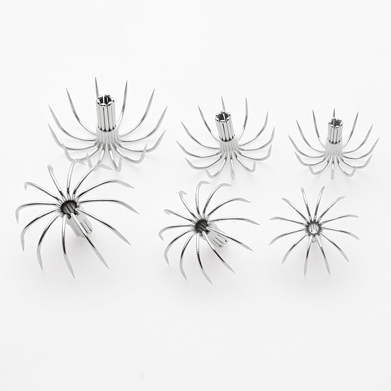 100pcs 12point Squid Hooks Spider Hook Squid Jig Fishing Tackle 15mm-45mm