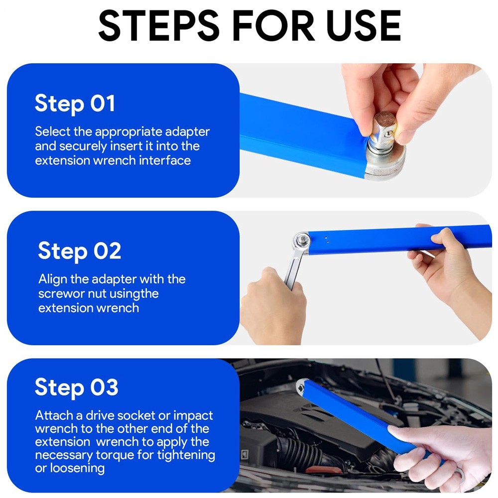 Impact Resistant Multifunctional Offset Extension Wrench Tight Reach Extension C