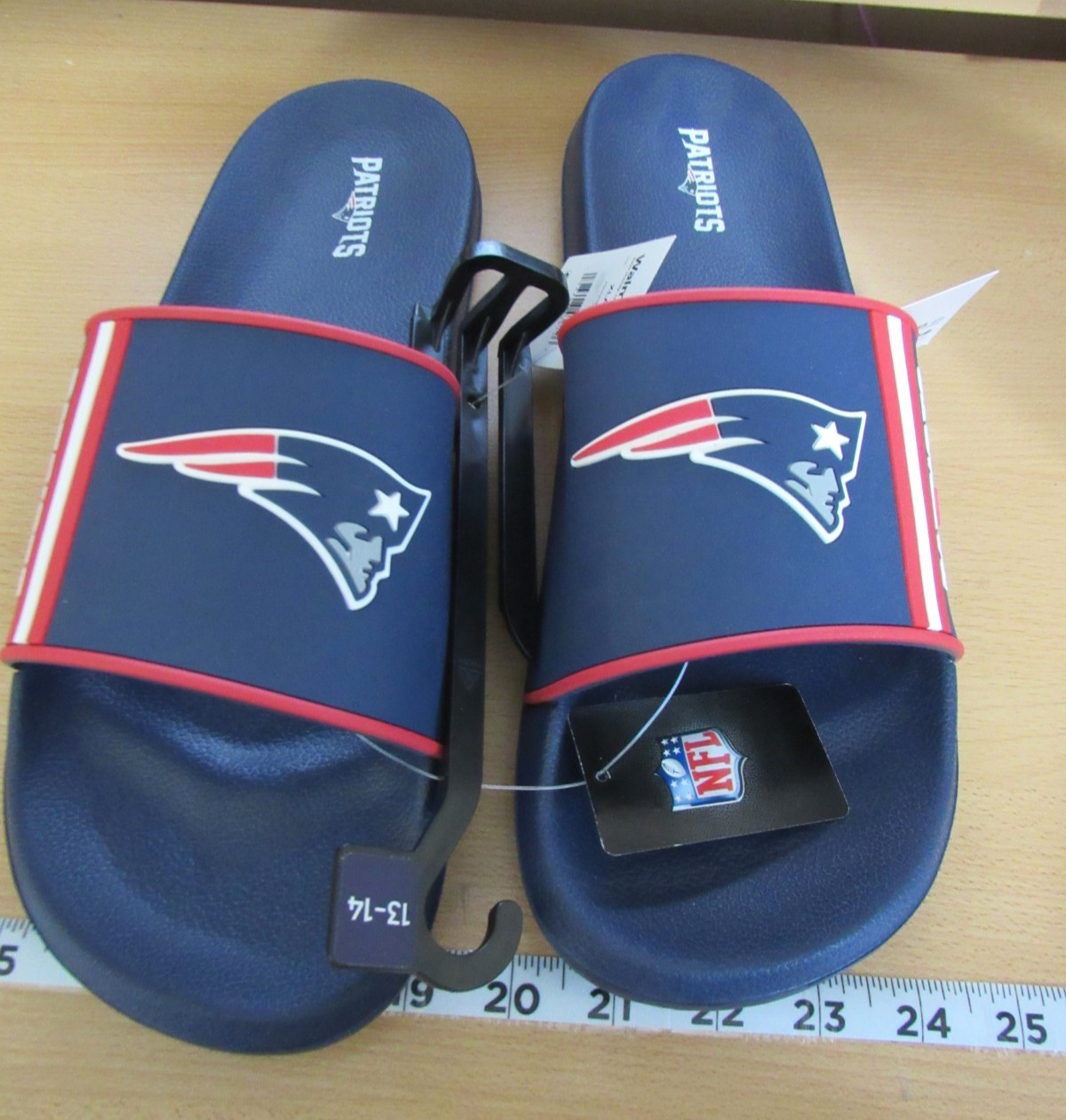 New FOCO Patriots Logo Foam Slide Flip Flop Sandals Size XL 13 14 Mens Blue