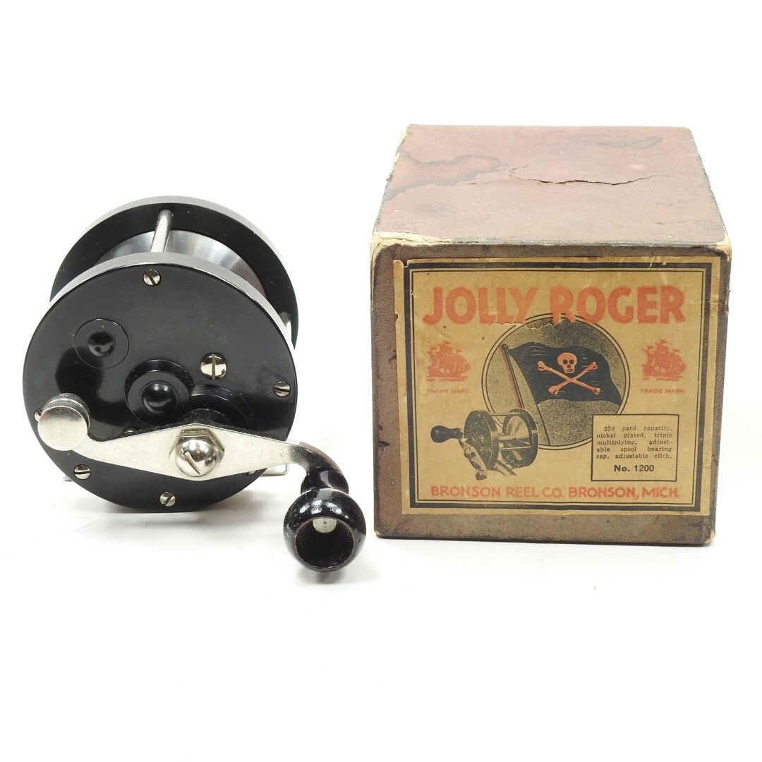 Vintage Bronson "Jolly Roger" No. 1200 Fishing Reel. W/ Box.