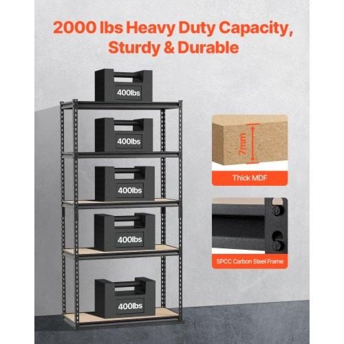 Storage Shelves 2000 lbs 5 Tier Garage Storage Shelving 16 D x 36 W x