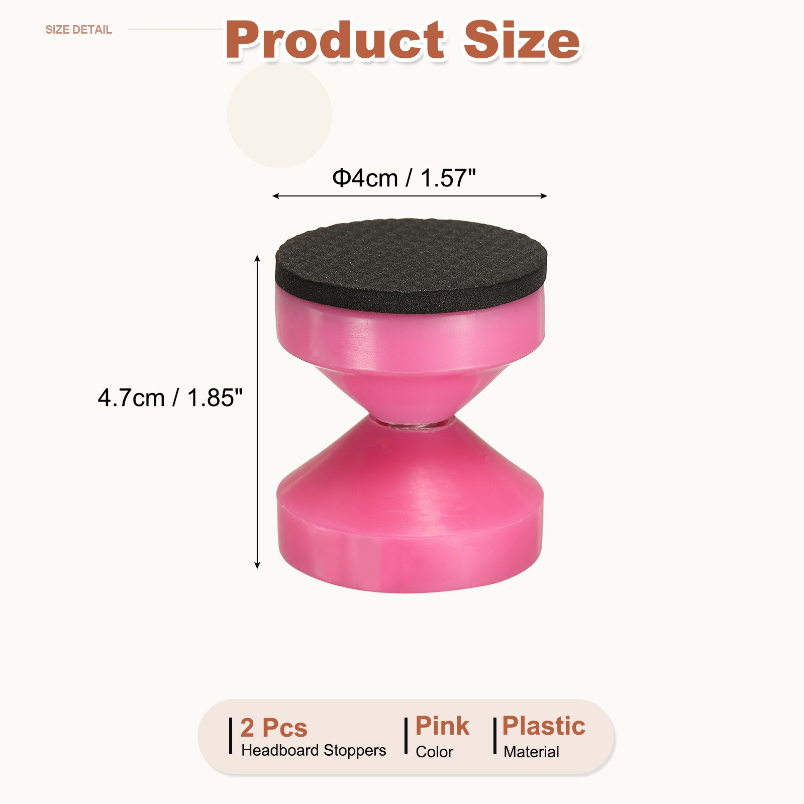2 Pcs Headboard Stoppers, 1.85 Inch Adjustable Threaded Bed Frame Tool, Pink