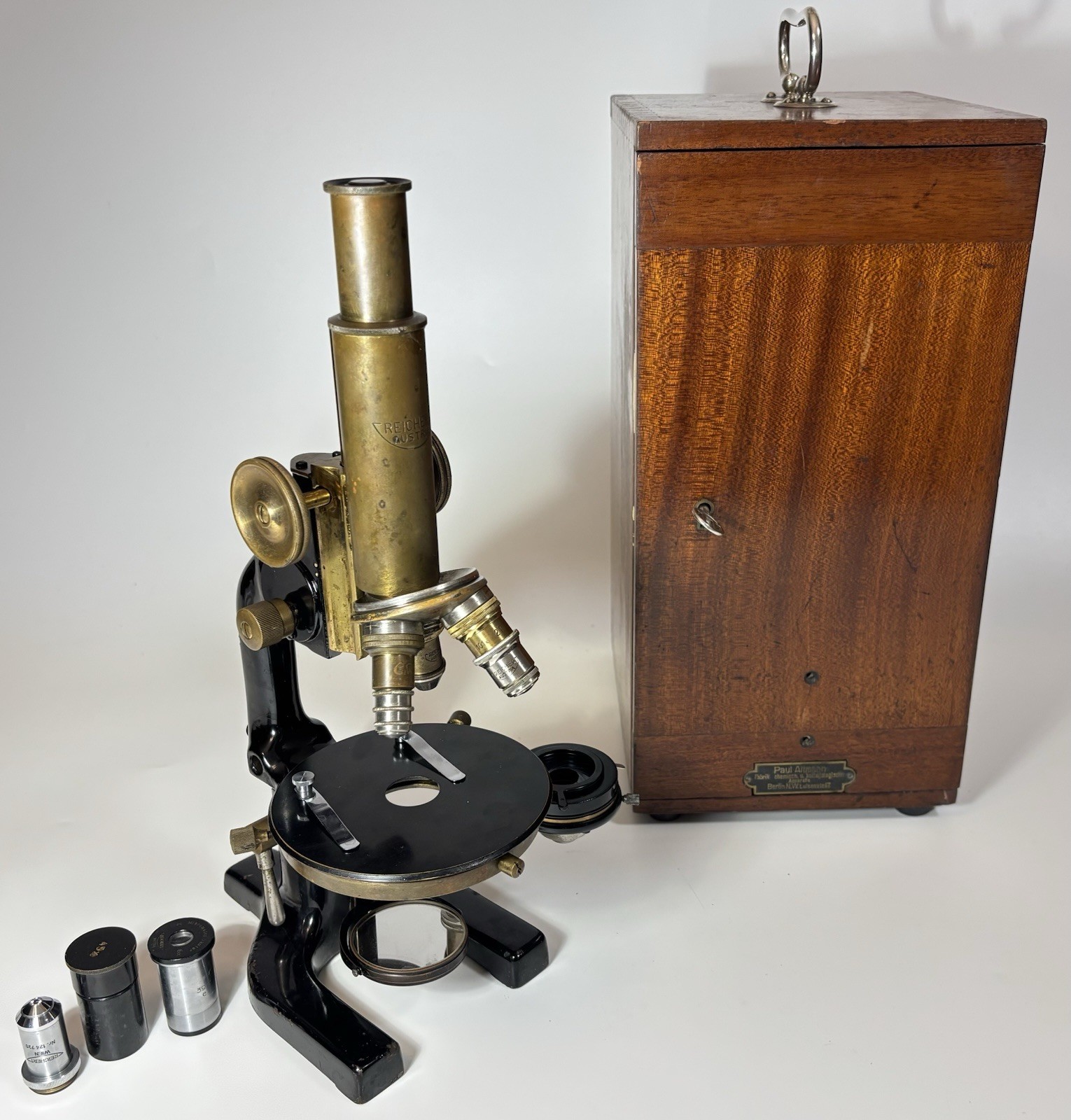 Antique RARE Victorian Brass Microscope – 19th Century Good Condition Collector