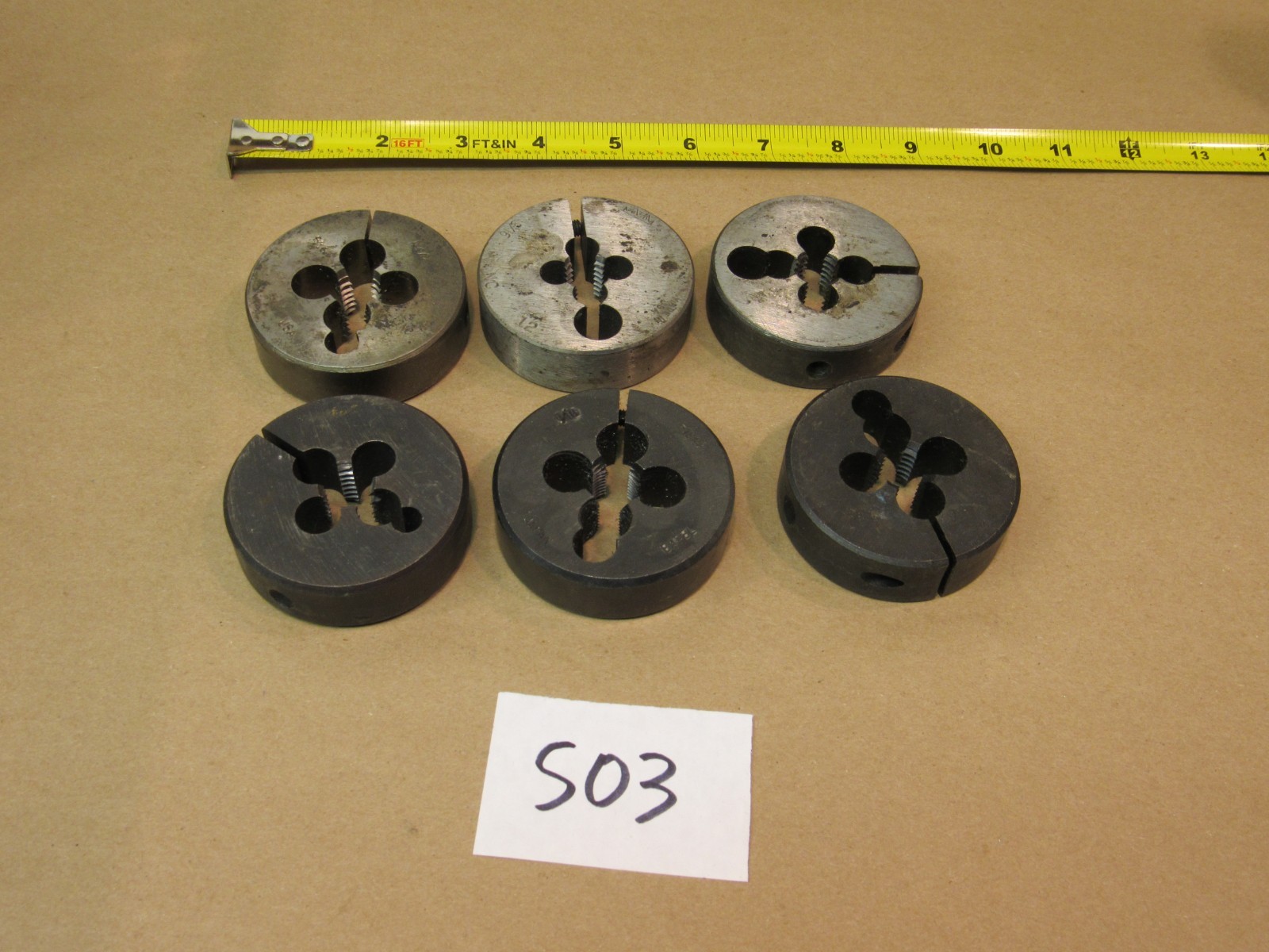 6 pcs 9/16" threading die lot 9/16-12 nc 9/16-18 nf