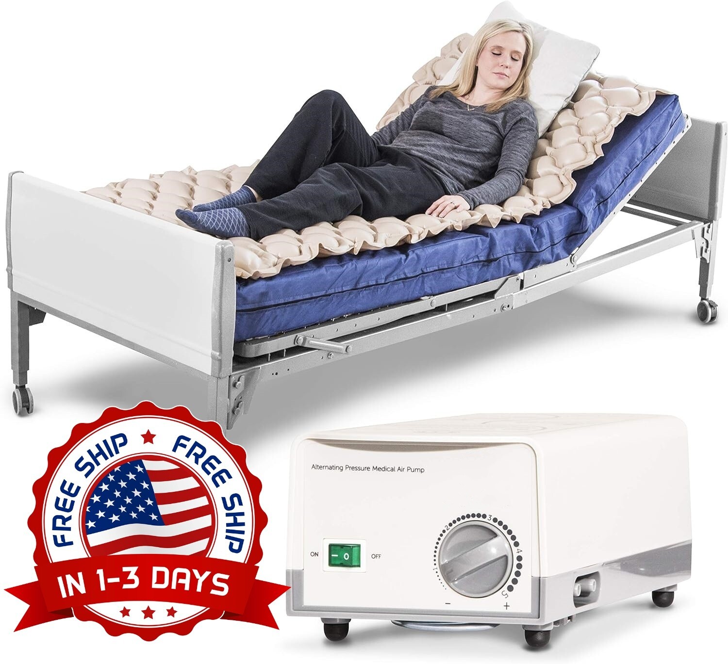 Colchón premium con presión de aire alterna para cama médica o estándar US NUEVO