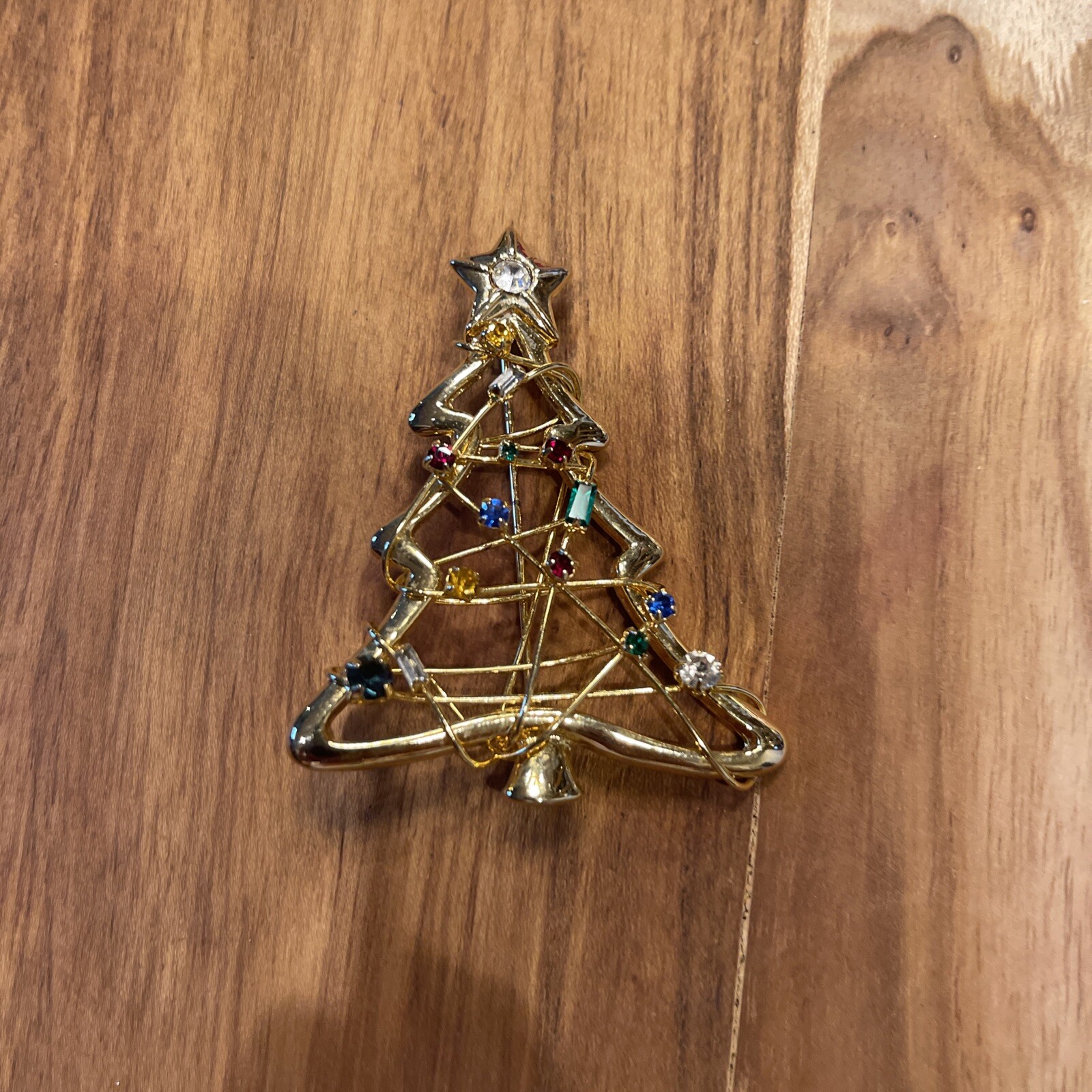Modernist Abstract rhinestone Christmas Tree Brooch Pin