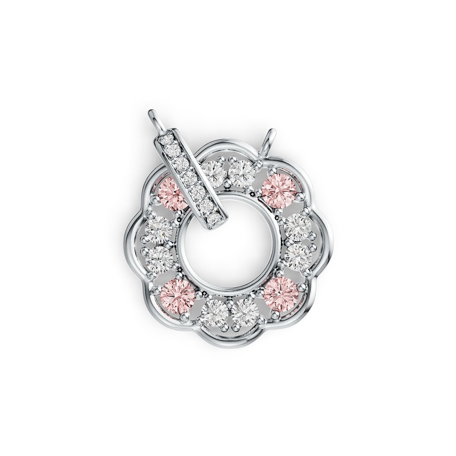 Sterling SilverPendant Setting with White Topaz or Moissanite Flower Theme