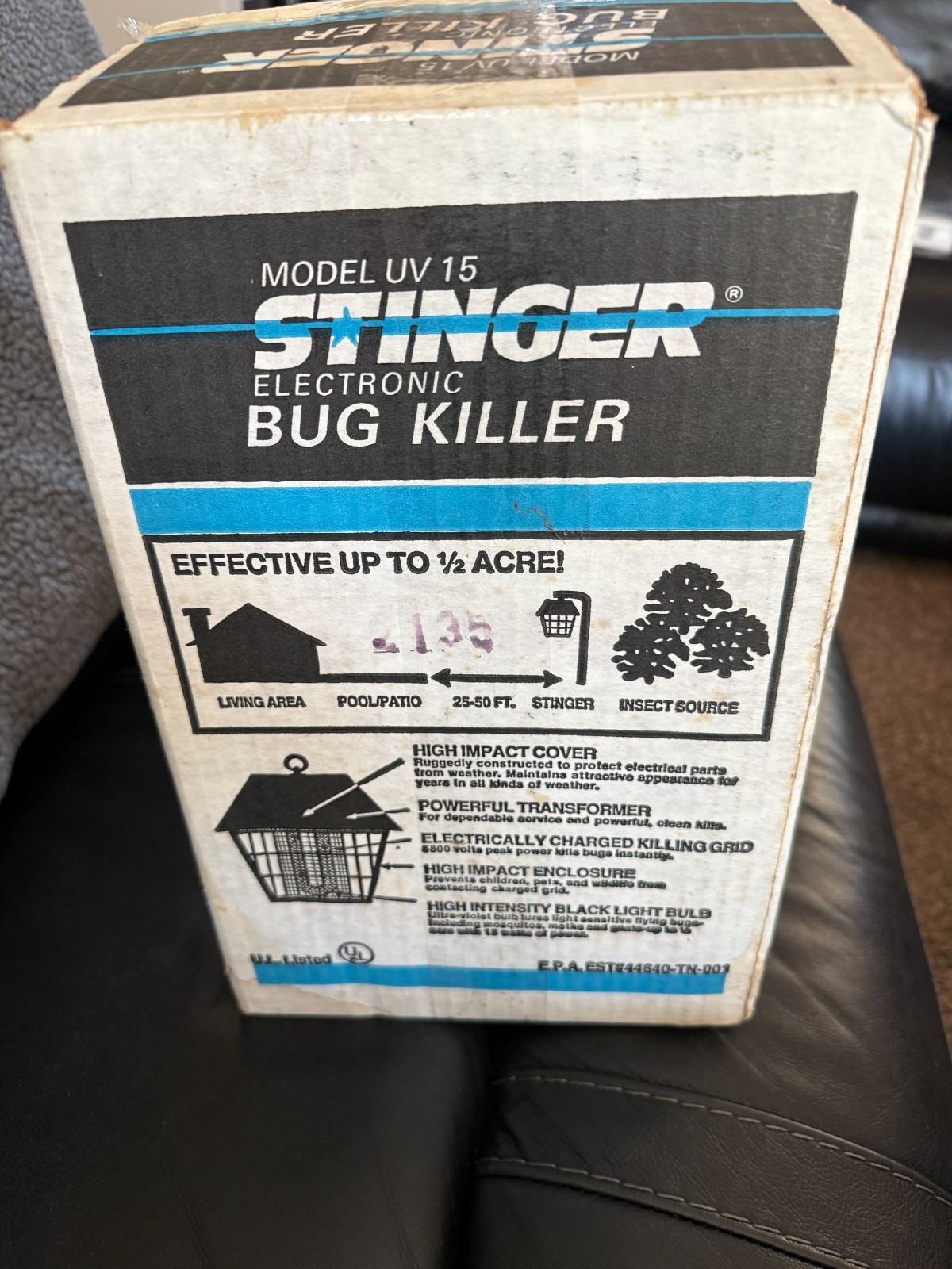 Stinger Bug Zapper Model UV15 New in Box .5 Acre Coverage