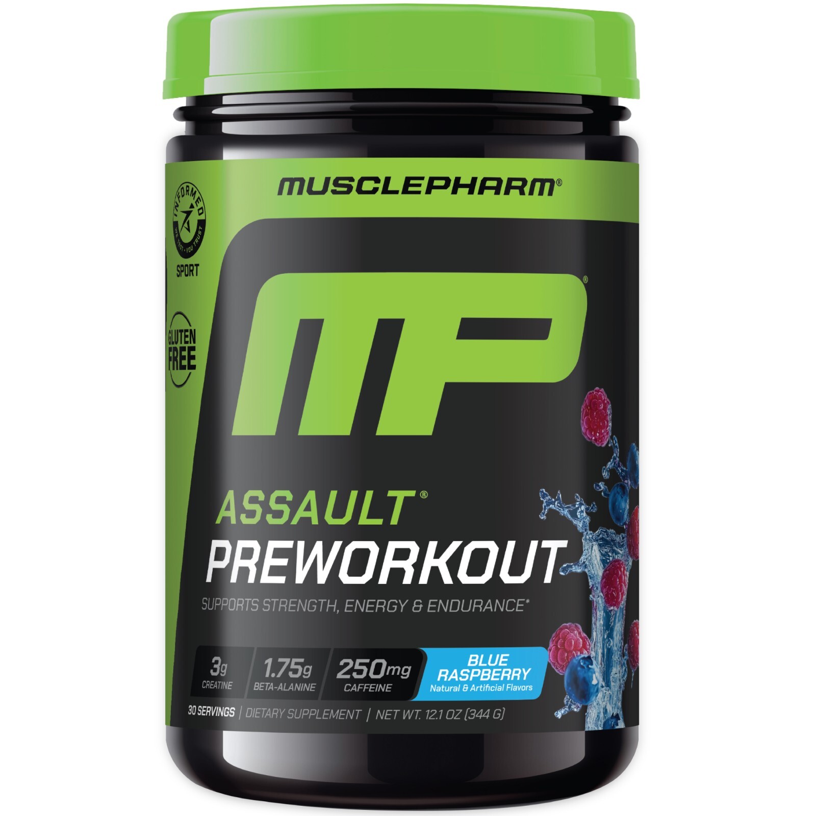 MusclePharm Assault Energy & Strength Pre Workout - 30 Servings, Blue Raspberry