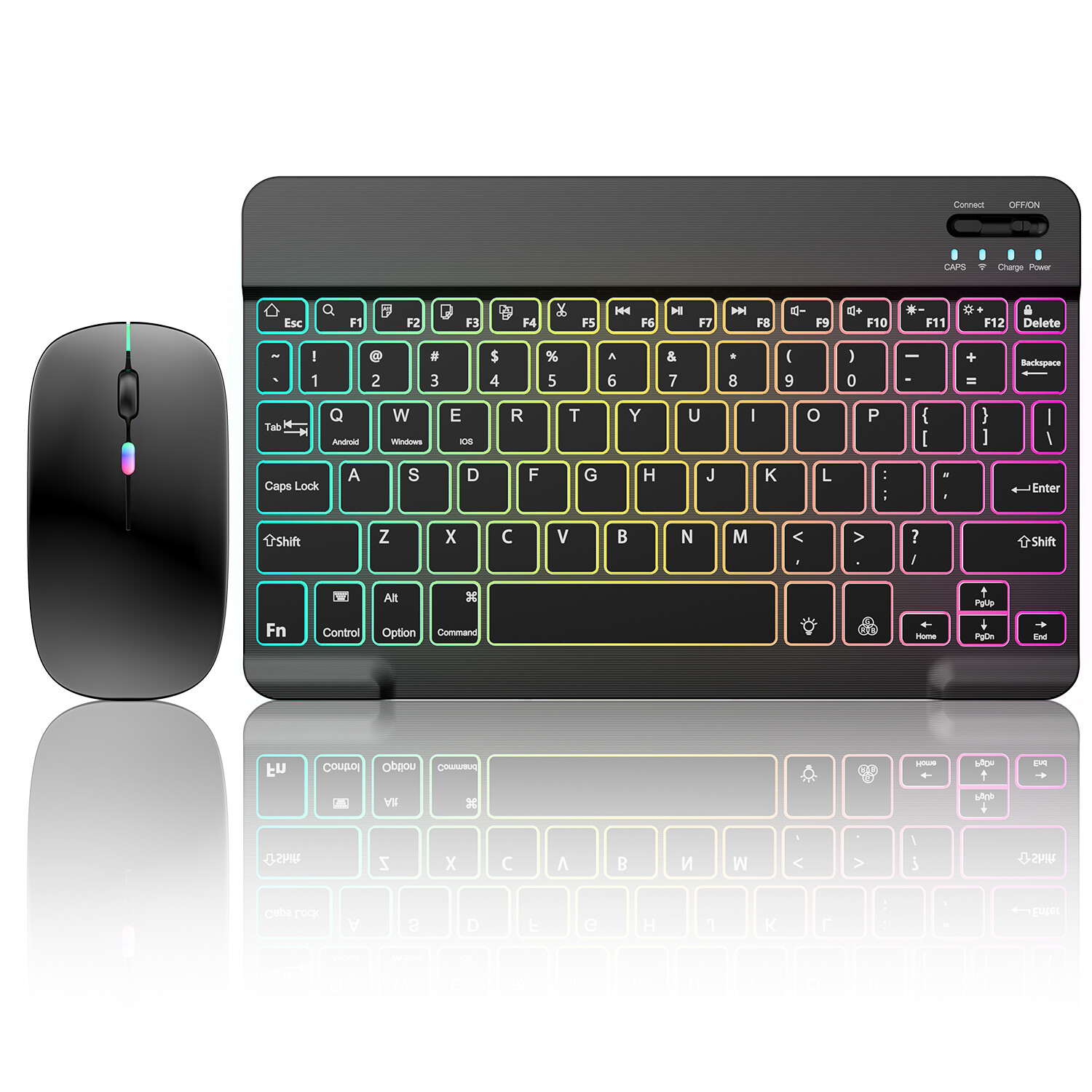 Backlit RGB Wireless Keyboard & Mouse Combo Bluetooth Set for iPad / PC / Laptop
