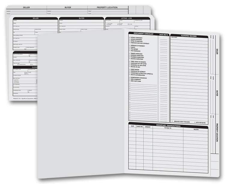 276 Real Estate Folder Right Panel List LEGAL Size Gray 14 3/4 x 9 3/4" QTY 50