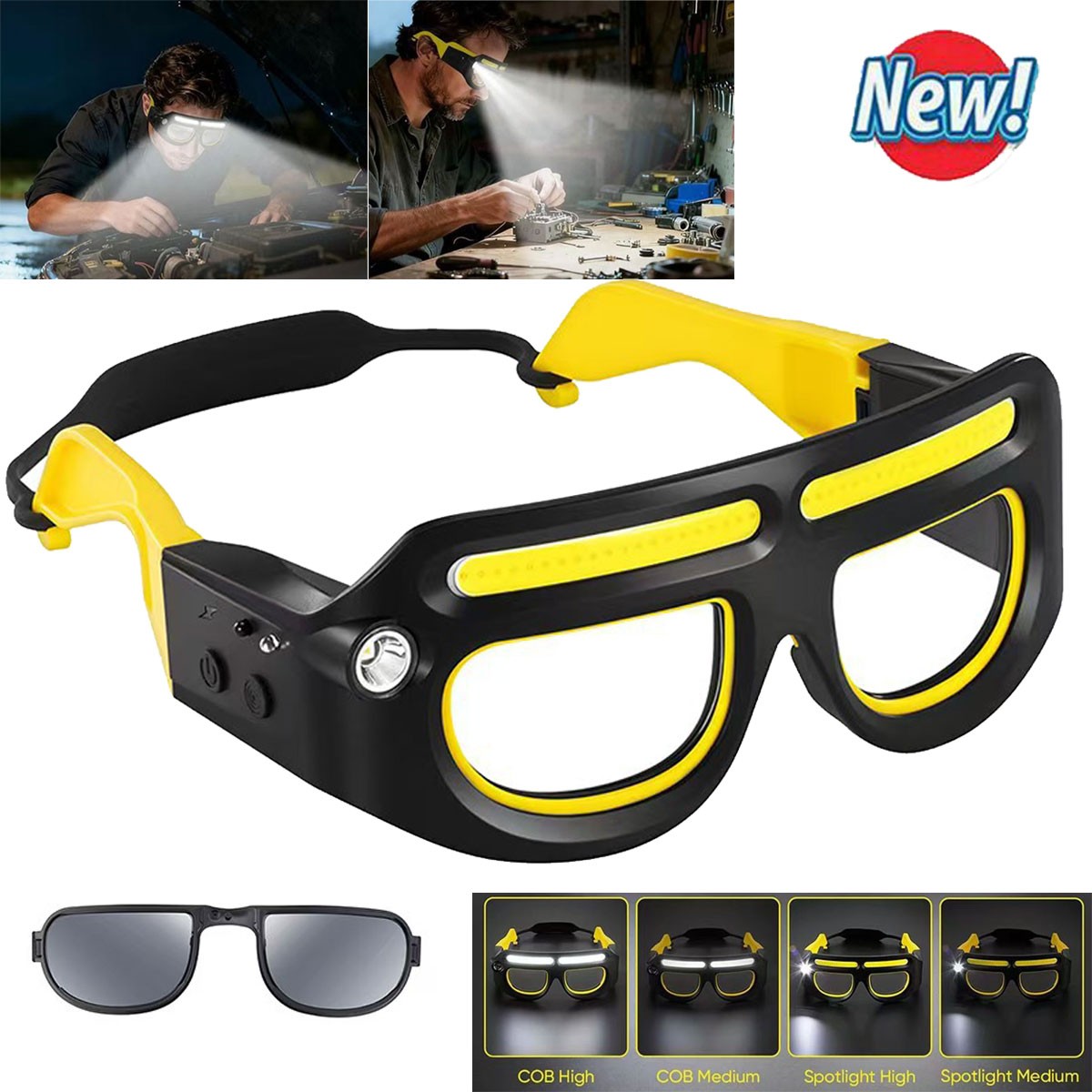 5Modes LED Glasses Headlights Safety Eyeglass Lamp Work Lights Cycling Headlight