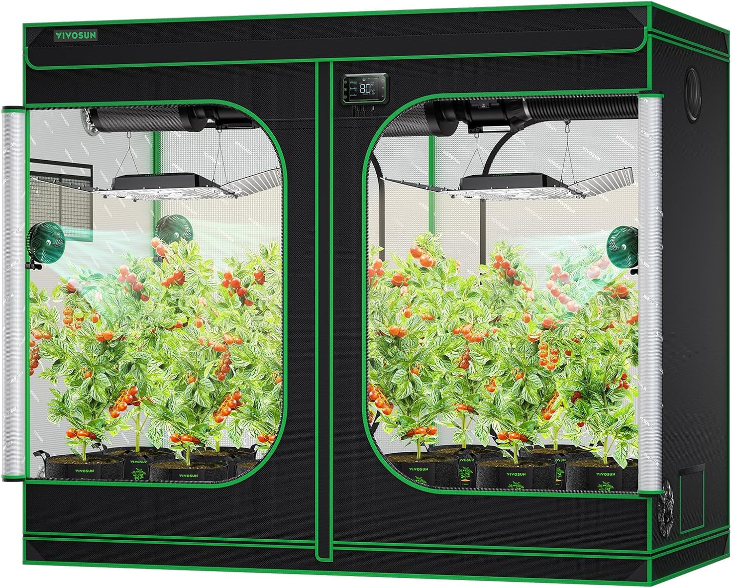 S848 4X8 Grow Tent 96"X48"X80" High Reflective Mylar Tents with Observation Wind