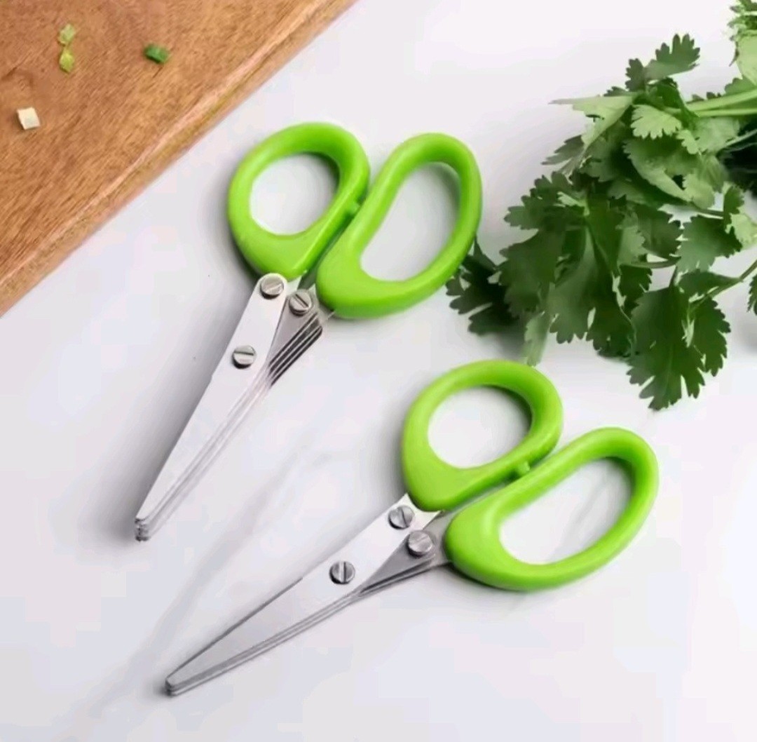 Multi Functional Stainless Steel 3 Layer Kitchen Scissors Scallion Cutter Pepper