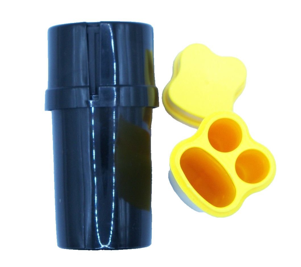 2 pc set - Tobacco cigarette container & twist lock container grinder (yellow)