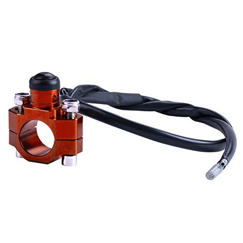 CNC Universal Motorcycle Engine Stop Start Kill with Mounting Backplate Orange