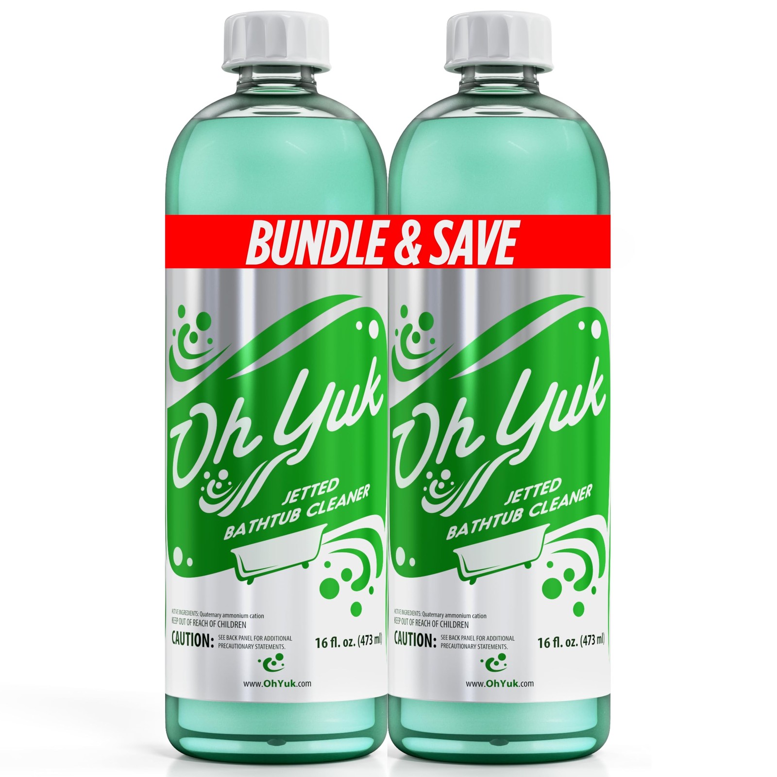 Oh Yuk Jetted Bathtub Cleaner for Jet Tubs, Whirlpools, 16 Fl Oz (Pack of 2)