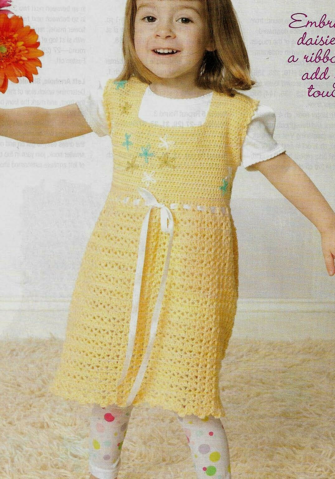 SWEET DAISY SUNDRESS 5 BABY & CHILD SIZES CROCHET PATTERN INSTRUCTIONS