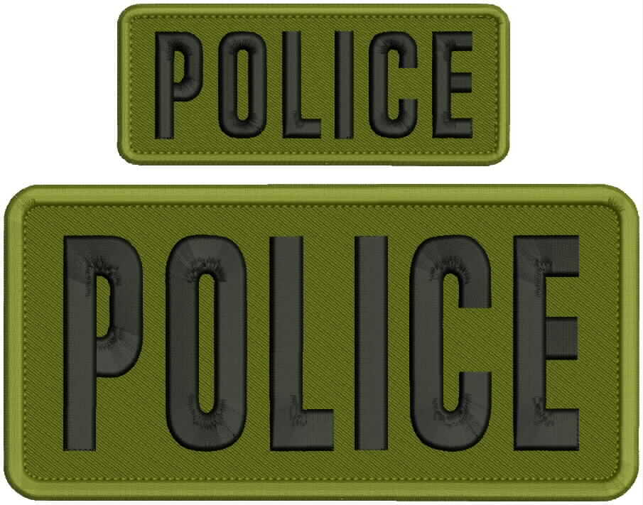 POLICE embroidery patch  4x8 and 2x5 hook od green